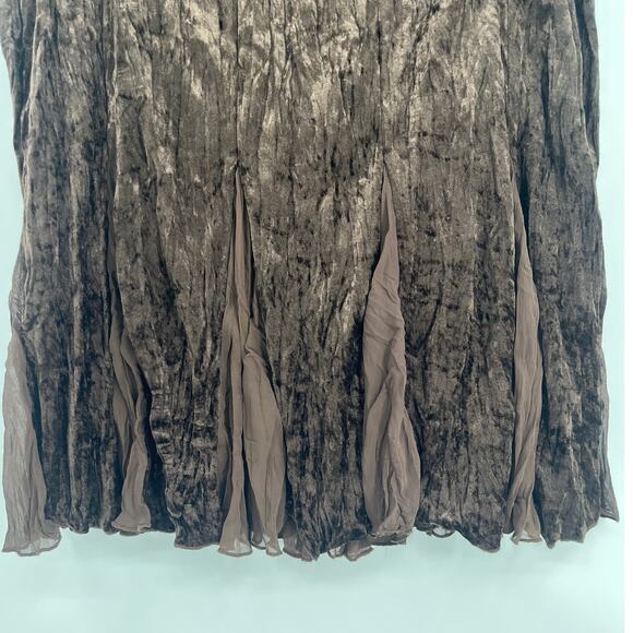 Velvet Chiffon Insert Midi Skirt XL Grunge Witch Chocolate Whimsigoth Boho Fairy - Picture 2 of 10